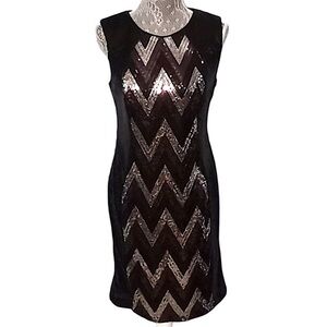 🥳 Vintage Night Way black chevron full sequin midi sleeveless cocktail dress
